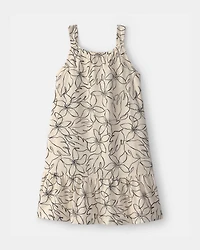 Girls Floral Smocked Dress - Ivory