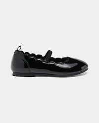Toddler Girl Scallop Edge Shiny Dress Shoes - Black