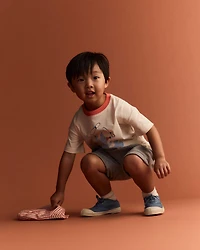 Toddler Boy French Terry Cargo Short with Pockets - Grey