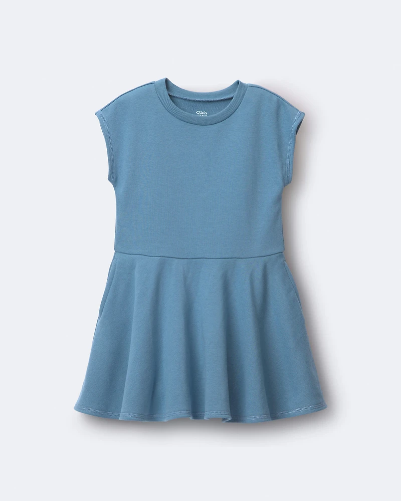 Toddler Girl French Terry Drop-Waist Dress - Teal