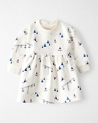 Baby Girl French Terry Dress Made with Organic Cotton Snowy Slopes Print