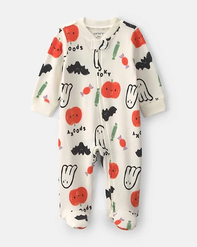Baby Halloween 100% Cotton 2-Way Zip Sleeper - Cream