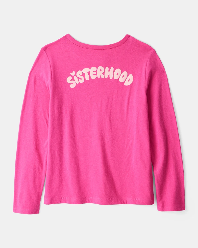 Girls Sisterhood Long-Sleeve Graphic Tee - Pink