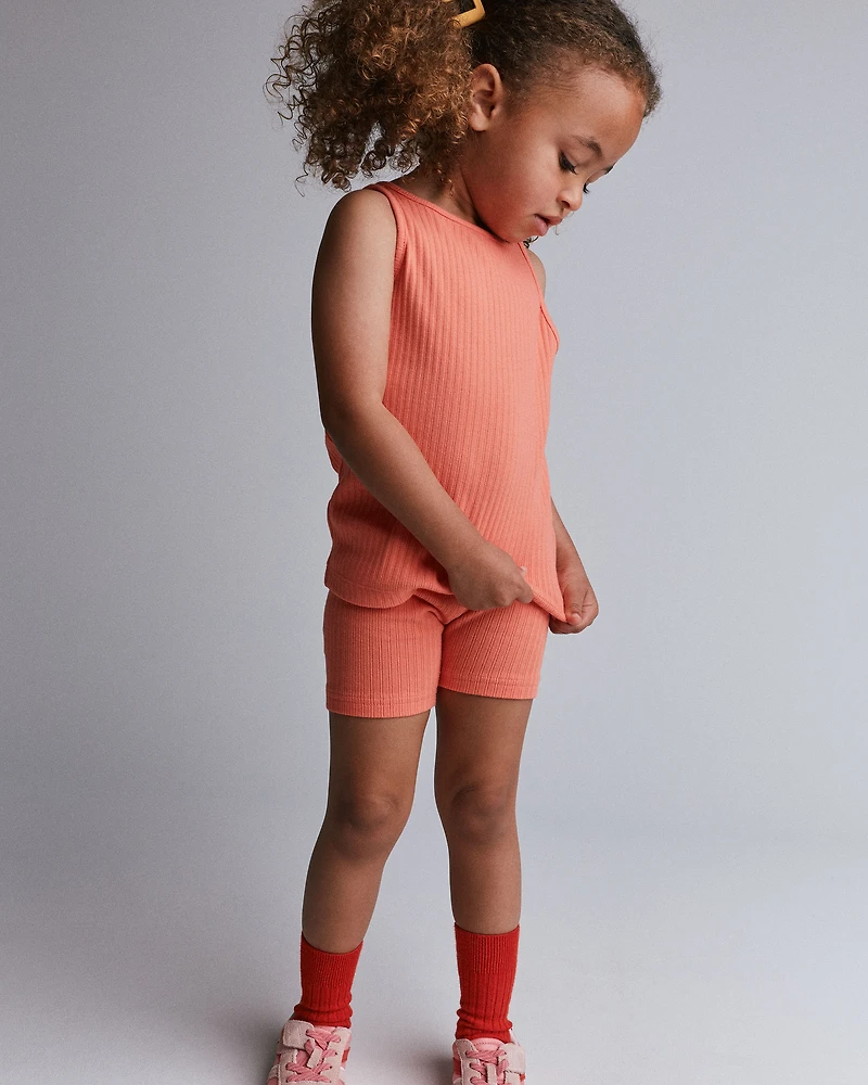 Toddler Girl Ribbed Playtime Tank - Coral