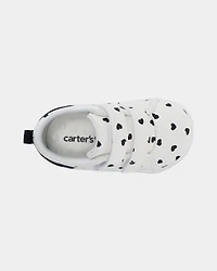 Baby Girl Heart Print Every Step® First Walker Casual Shoes - White/Black