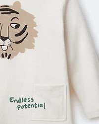 Toddler Endless Potential Tiger Long-Sleeve Pocket Graphic Tee - Cream