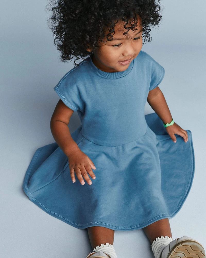Toddler Girl French Terry Drop-Waist Dress - Teal