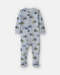 Toddler Boy 1-Piece Construction DreamPlush Snug Fit Footed Pyjama - Blue