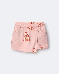 Toddler Girl Asymmetrical Skort Big Top Print - Light Pink