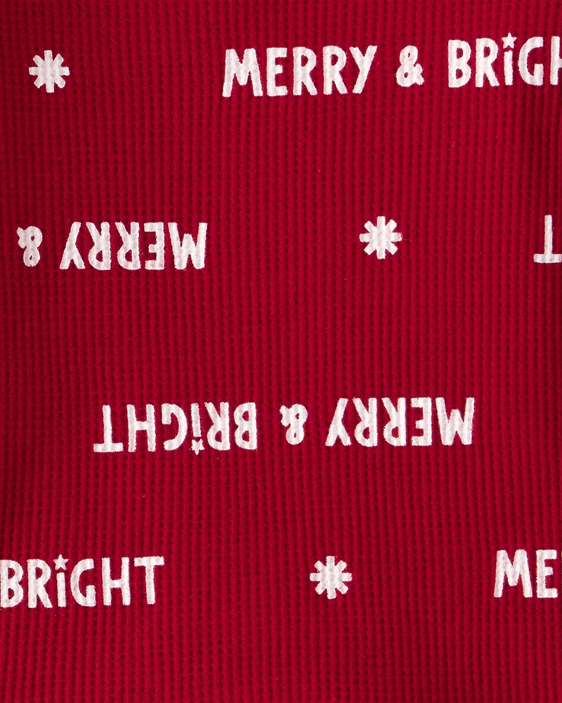 Baby Merry & Bright Christmas Print Cotton Long-Sleeve 2-Piece pyjamas - Red