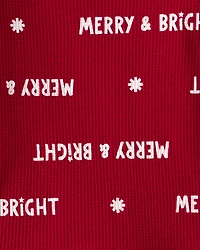 Baby Merry & Bright Christmas Print Cotton Long-Sleeve 2-Piece pyjamas - Red
