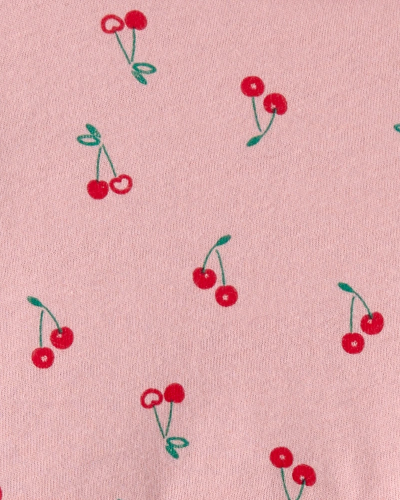 Baby Girl Cherry Long-Sleeve Knit Dress - Pink