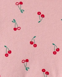 Baby Girl Cherry Long-Sleeve Knit Dress - Pink