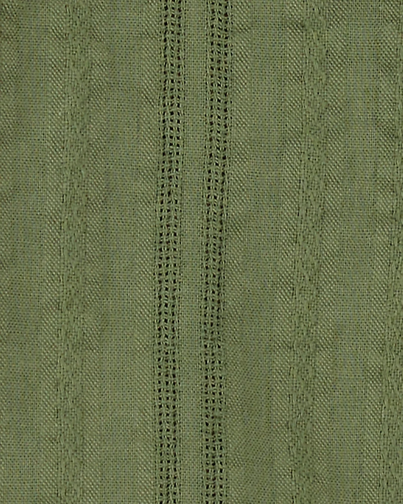 Baby Button-Down Cotton Romper - Green