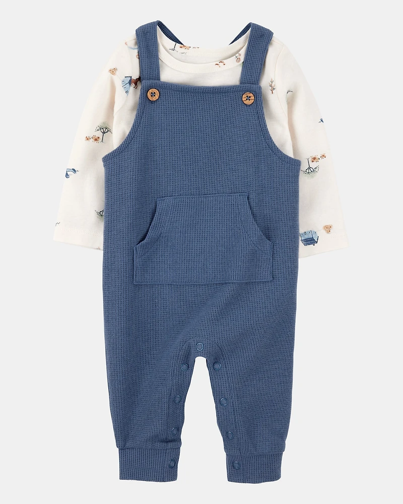 Baby 2-Piece Long-Sleeve Tee & Thermal Coverall Set