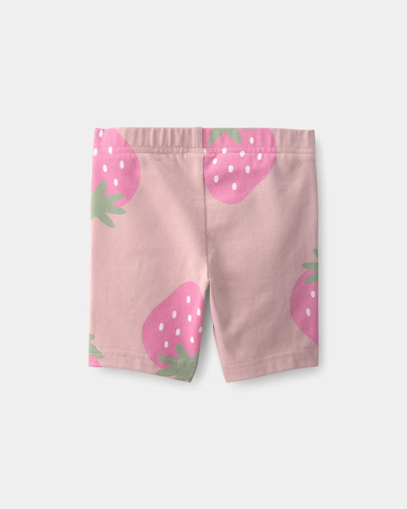 Toddler Girl Strawberry Bike Shorts - Pink