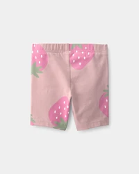 Toddler Girl Strawberry Bike Shorts - Pink