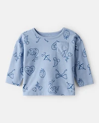 Baby Girl Icon Print  Long Sleeve Tee - Blue