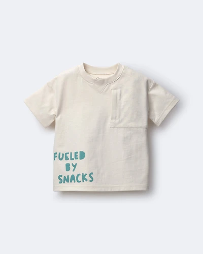 Toddler Boy Fueled By Snacks' Zipper Pocket Tee - Cream