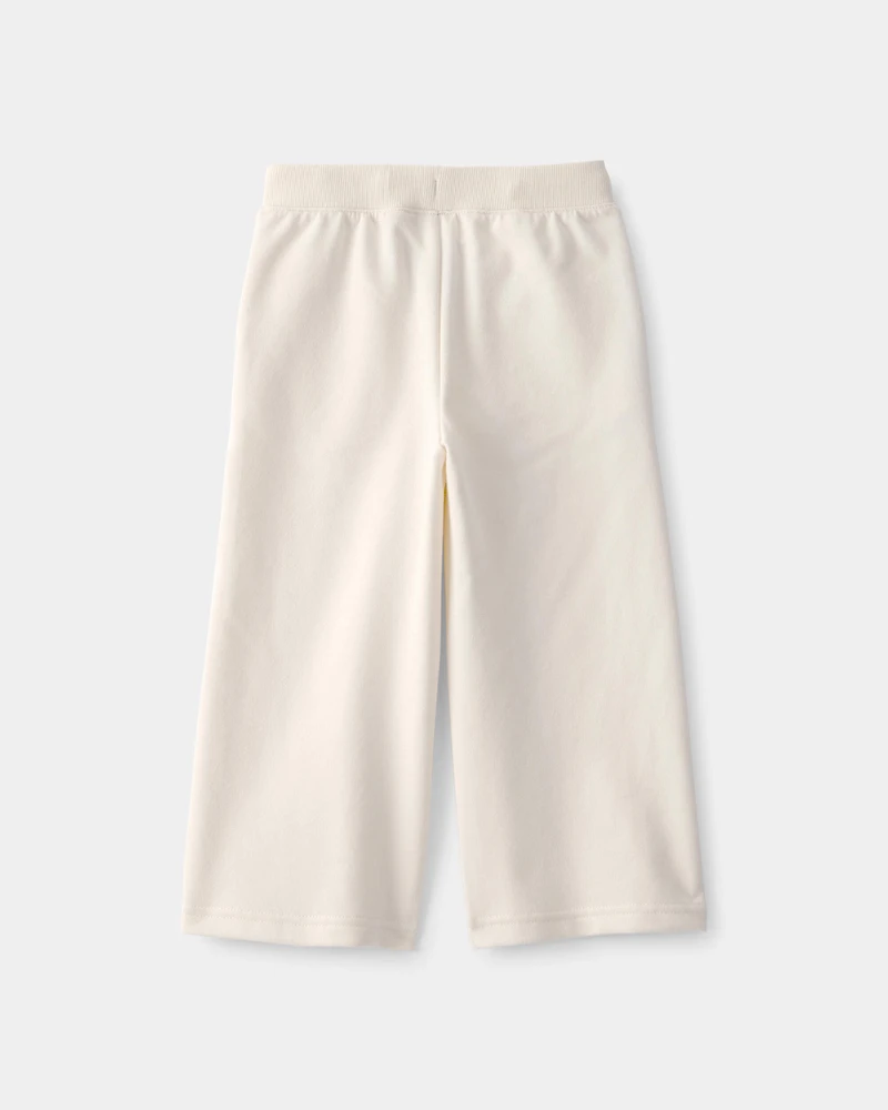 Toddler Girl French Terry Wide-Leg Active Pants - Ivory