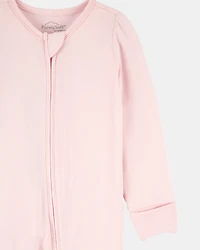 Baby Girl Solid 2-Way Zip PurelySoft Sleeper Pyjamas - Light Pink