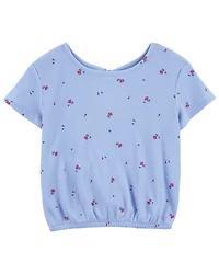 Kid Floral Print Twist Back Top