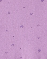 Girls Heart Print Long Sleeve Cotton Dress - Purple