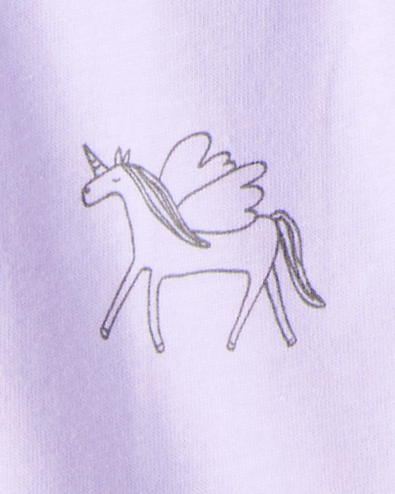 Baby Girl Princess Print Cotton Long-Sleeve Bodysuit & Pant Set - White/Purple