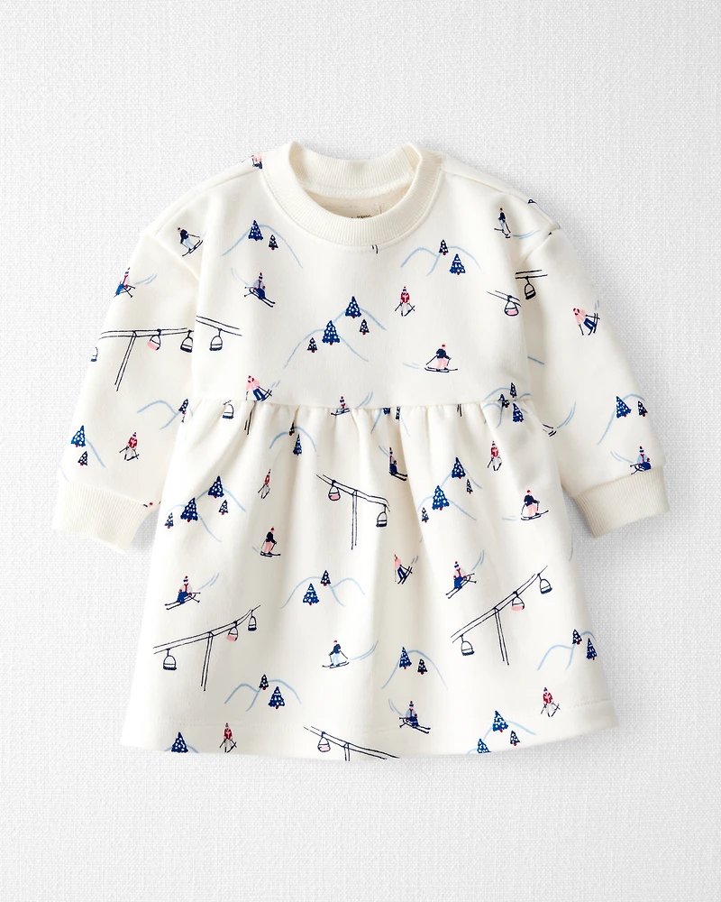 Baby Girl French Terry Dress Made with Organic Cotton Snowy Slopes Print