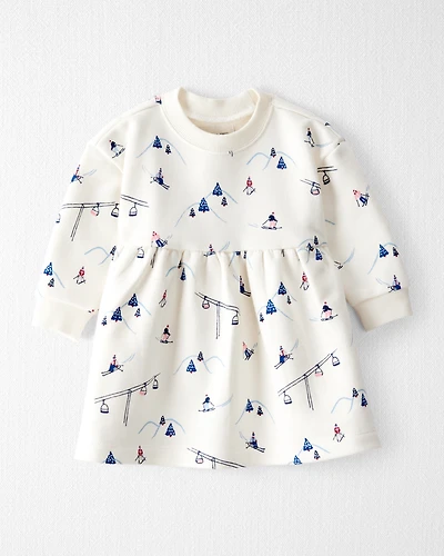 Baby Girl French Terry Dress Made with Organic Cotton Snowy Slopes Print