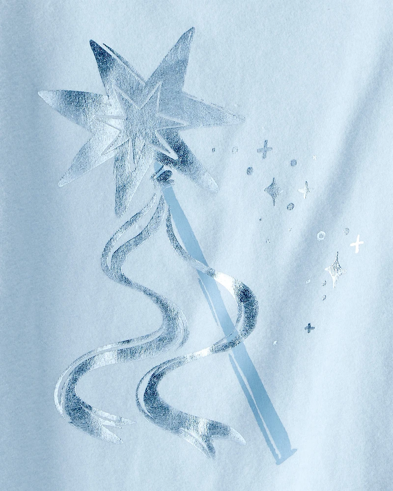 Toddler Girl Metallic Princess Wand Long-Sleeve  Graphic Tee - Blue