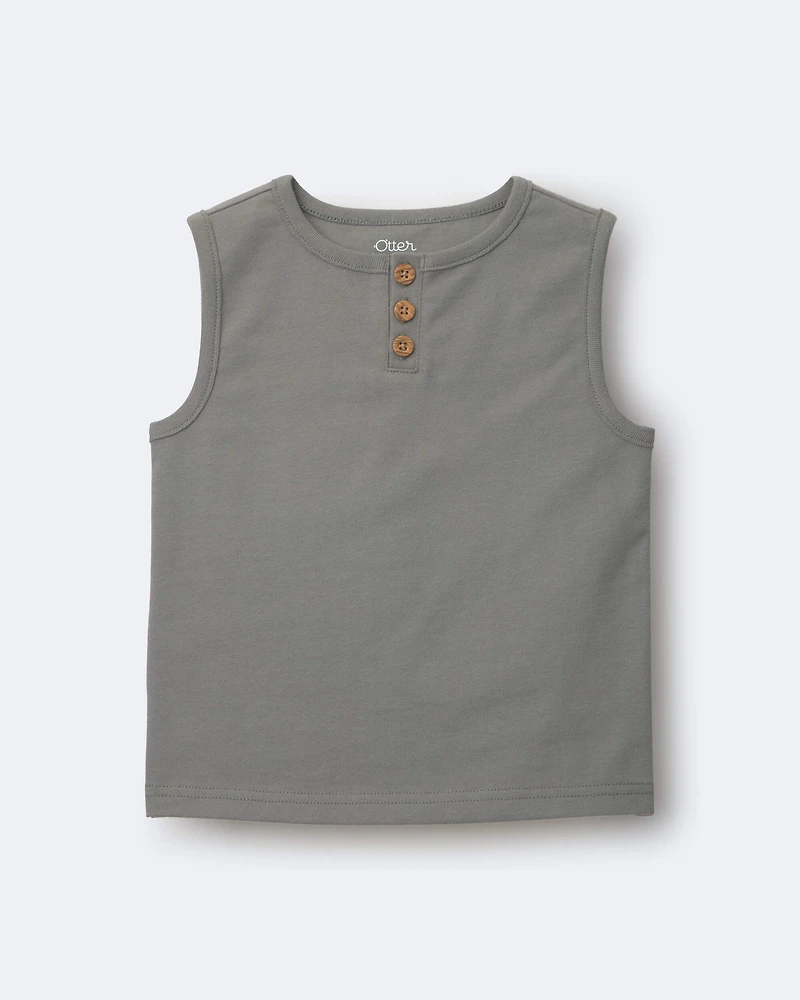 Toddler Boy Henley Tank - Sage