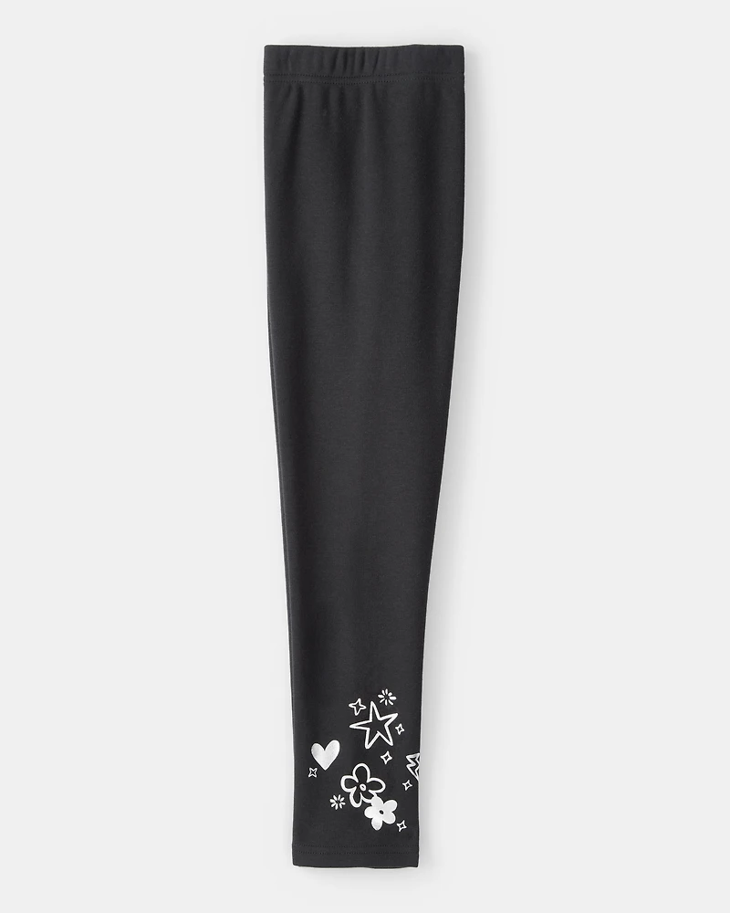Girls Pull-On Stretch Cozy Leggings - Black