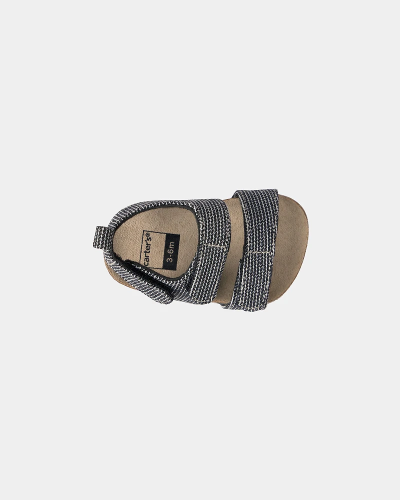 Baby Boy Striped Sandals - Black