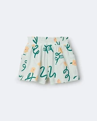 Toddler Girl Swing Short with Pockets Floral Print - Light Green