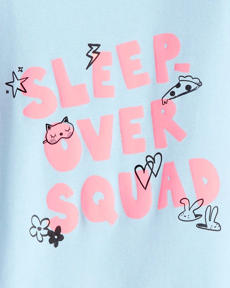 Girls 100% Cotton Snug Fit 4-Piece Pyjamas - Blue/White