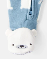 Toddler Boy 1-Piece Polar Bear Fleece Footie Pyjama - Blue