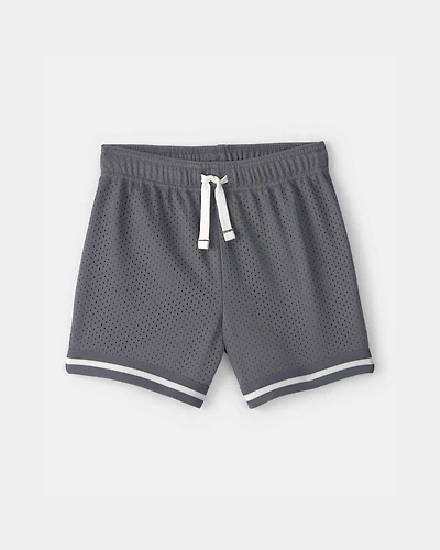 Toddler Boy Stripe Mesh Active Shorts - Grey