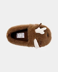 Boys Christmas Reindeer Slippers - Brown
