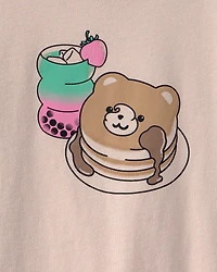 Girls Pancakes & Boba Graphic Tee - Brown