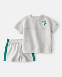Baby Boy 2-Piece Pickleball Top & Short Set - Grey