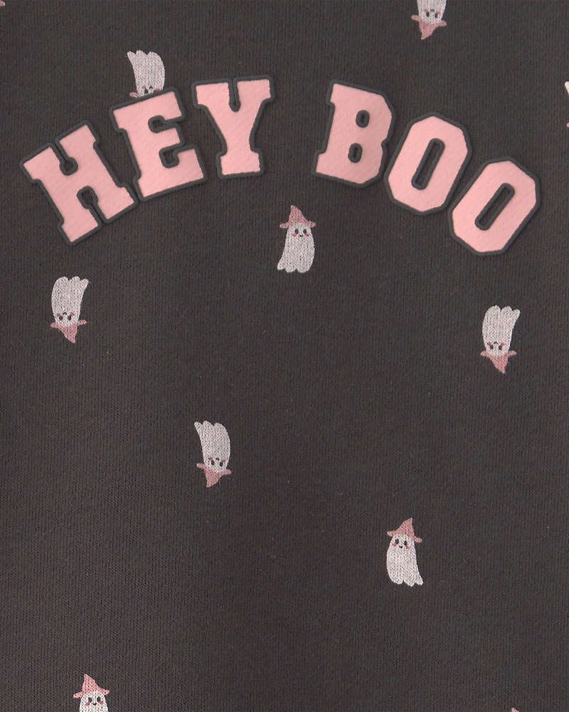 Toddler Girl Halloween 'Hey Boo' French Terry Pullover & Pant Set - Black