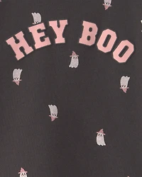 Toddler Girl Halloween 'Hey Boo' French Terry Pullover & Pant Set - Black