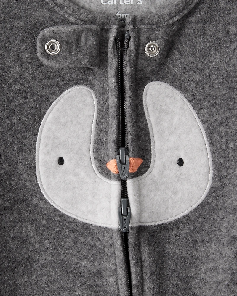 Baby Penguin Loose Fit Sleeper - Grey