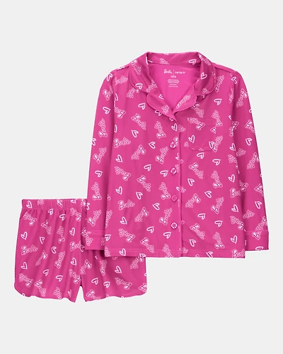 Kid Barbie Coat Style Loose Fit 2-Piece Pyjamas - Pink