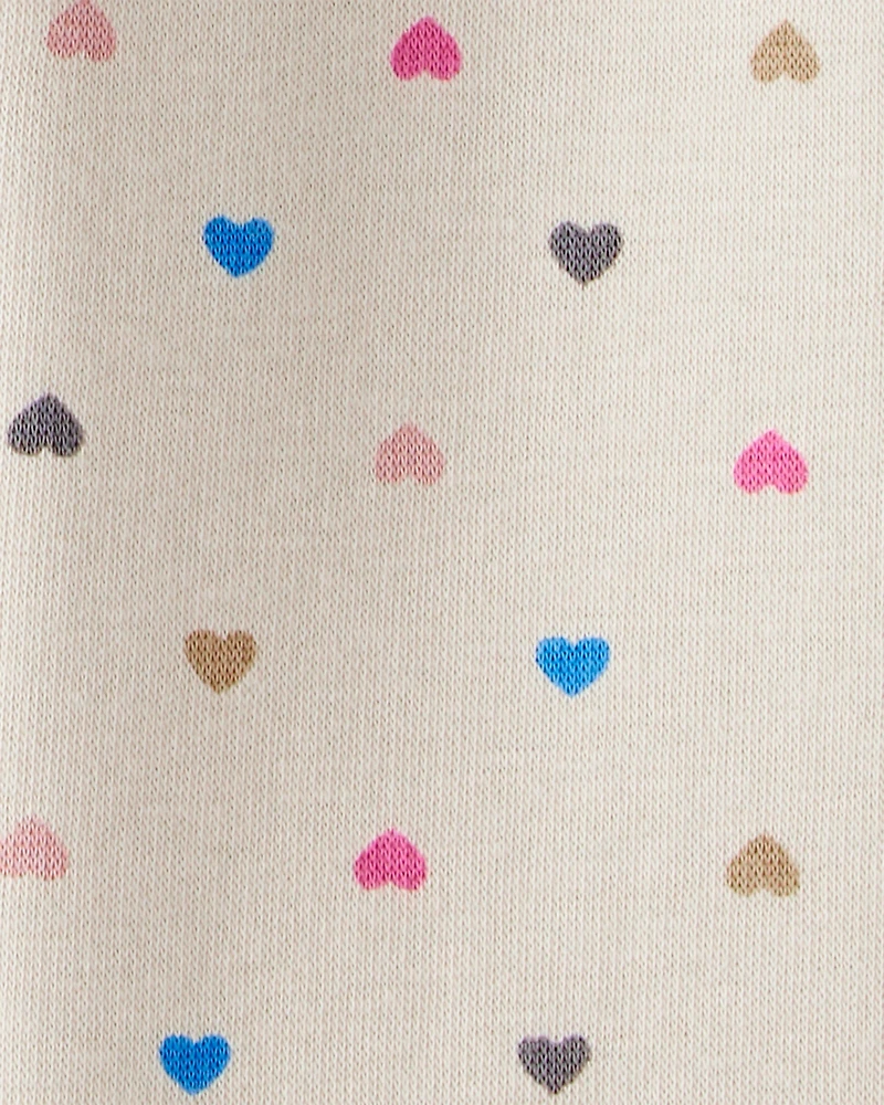 Toddler Girl Heart Pull-On Stretch Cozy Leggings - Cream