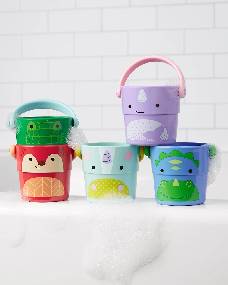 Zoo Stack & Pour Buckets Baby Bath Toy