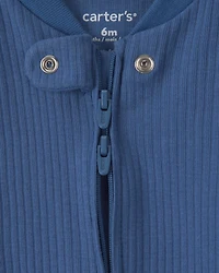 Baby Boy 2-Pack 2-Way Zip Sleepers Solid Sea Creature - Blue