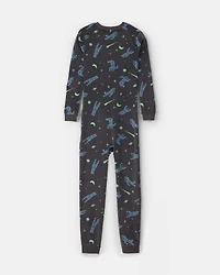 Boys Star Space Dreamplush Snug Fit 1-Piece Pyjama - Black