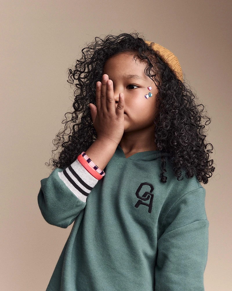 Toddler Girl Long-Sleeve Hooded Sweatshirt Dress - Green